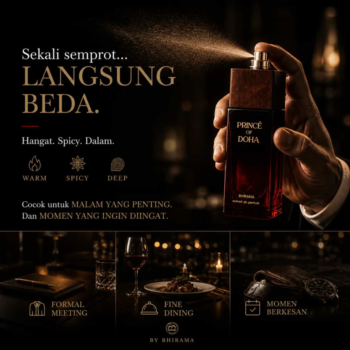 Bhirama Prince of Doha – Parfum Pria Wangi Hangat & Menggoda, Extrait Tahan Lama, Cocok untuk Malam & Date-3